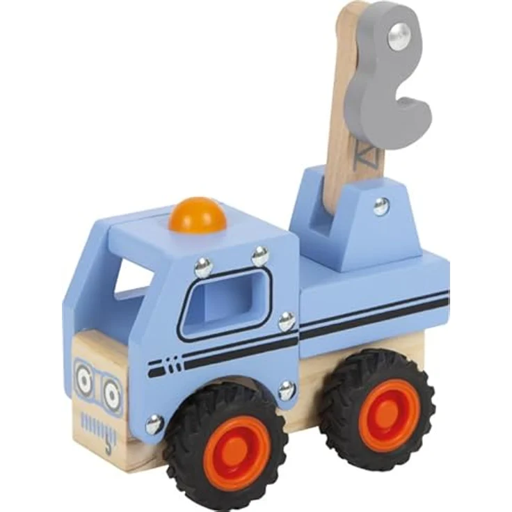 Small Foot Abschleppwagen aus FSC 100%-zertifiziertem Holz, Spielauto mit beweglichem Ladekran, ab 18 Monaten, blau – Bild 4