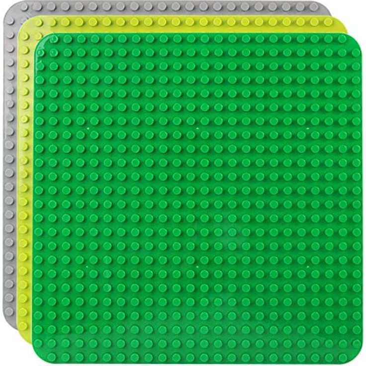 Große Bauplatte Kompatibel mit Duplo Platten,große Grundplatte,38*38cm Platten-Set für Kreatives Spielen, Lernspielzeug (Grün, Grau, Hellgrün) – Bild 2