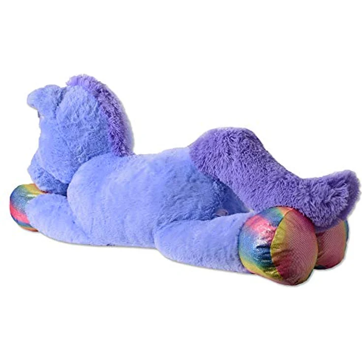 TE-Trend Flauschiges Stoffeinhorn, 110 cm großes Plüsch-Einhorn mit lila Glitzer-Flügeln und rosa Mähne, ideal für Kinder und magische Abenteuer – Bild 5