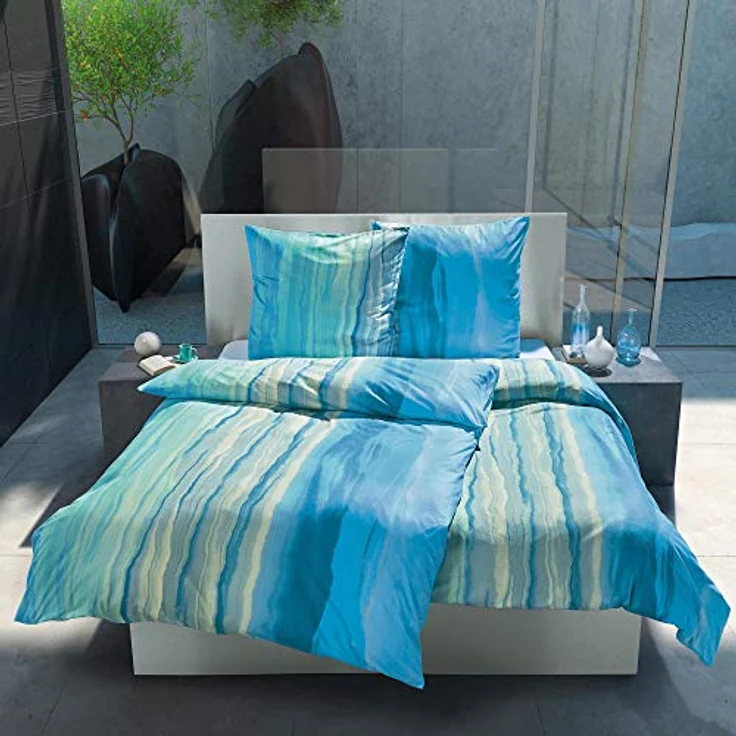 ESTELLA Bettwäsche Nika Interlock-Jersey türkis Größe 155x220 cm (80x80 cm) – Bild 2