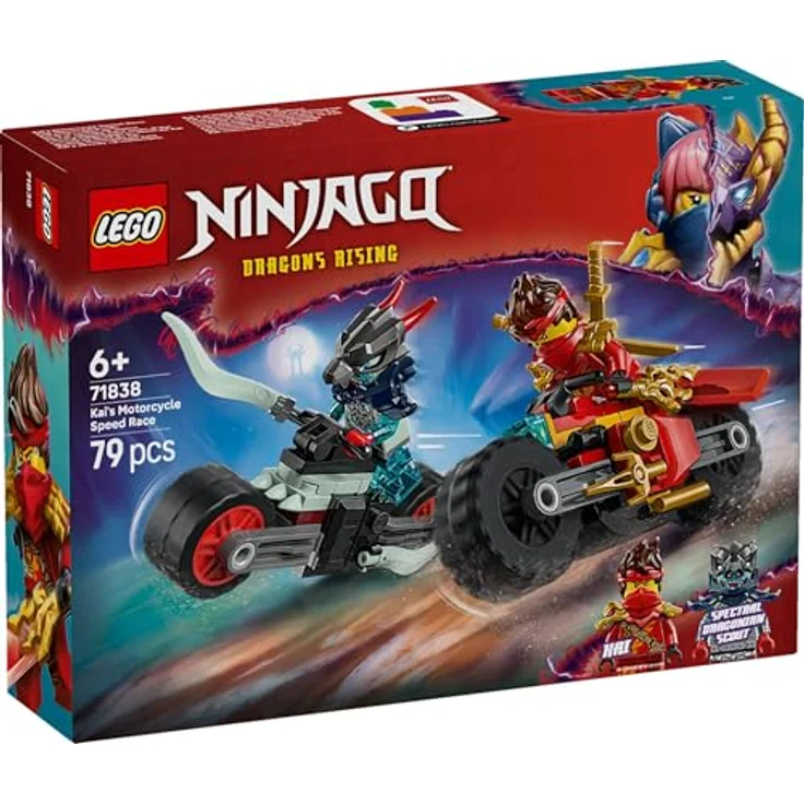 LEGO Ninjago 71838 - Kais Motorradrennen, actiongeladenes Spielset mit 2 Ninja-Bikes und 2 Minifiguren, rot – Bild 8