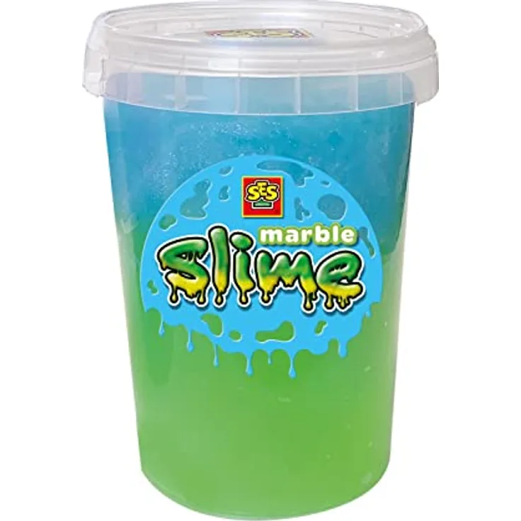 SES Creative Marmor-Schleim 200 g – Grüner und blauer Spielzeugschleim, glutenfrei, made in Holland, ideal für Kinder ab 3 Jahren, fördert sensorische Fähigkeiten