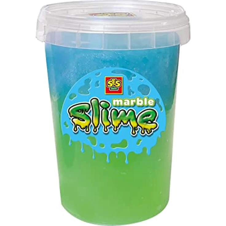 SES Creative Marmor-Schleim 200 g – Grüner und blauer Spielzeugschleim, glutenfrei, made in Holland, ideal für Kinder ab 3 Jahren, fördert sensorische Fähigkeiten – Bild 1