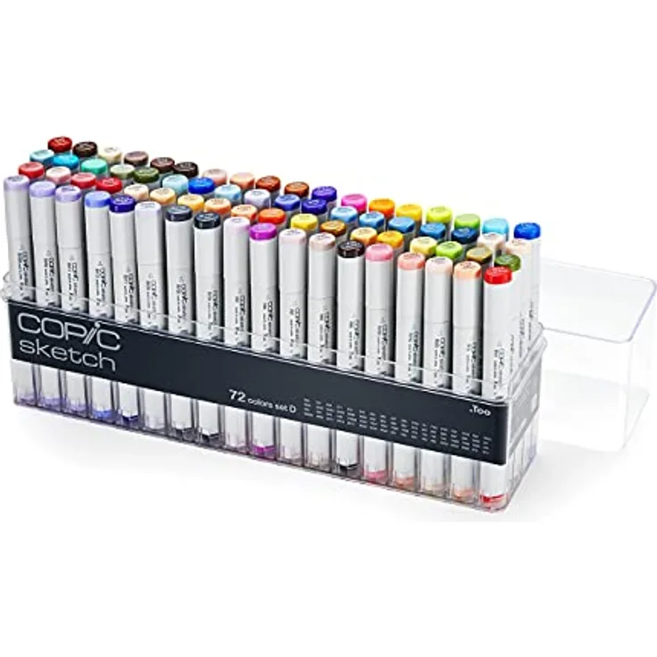 COPIC Sketch Set "72 Colors D", 72er Set im Acryl-Display, Twin Marker mit Brush-Spitze (Alkoholbasis)