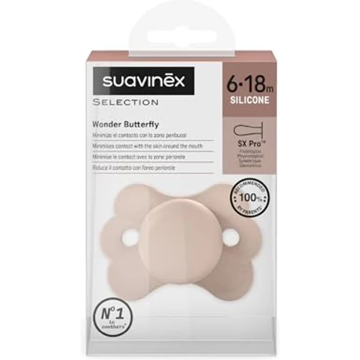 Suavinex Wonderland Schnuller, Schnuller für Babys 6-18 Monate mit physiologischem Silikon-Sauger SX Pro, symmetrisch und flach, rosa – Bild 3