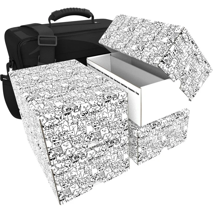 Feldherr MAXI PLUS Tasche mit 4 Kartenboxen für 6400 Karten, Motiv Katzen