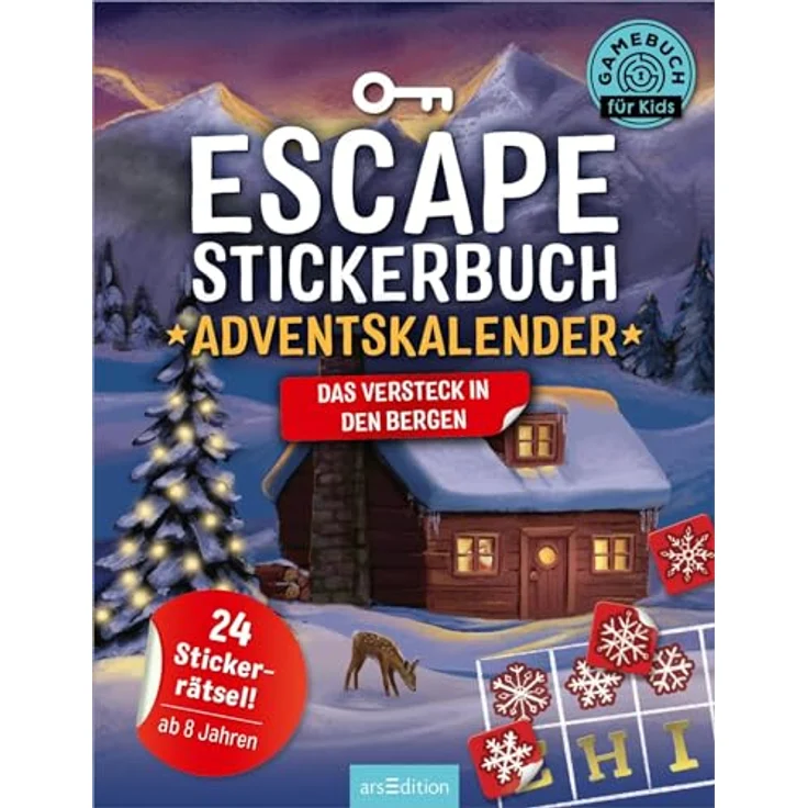 Ars Edition Escape-Stickerbuch Adventskalender - Das Versteck in den Bergen, 24 spannende Rätsel und Aufgaben, für Kinder ab 8 Jahren – Bild 9