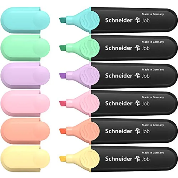 Schneider Job 150 Pastell Textmarker (türkis, mint, flieder, rosé, pfirsich, vanille) 6er Etui