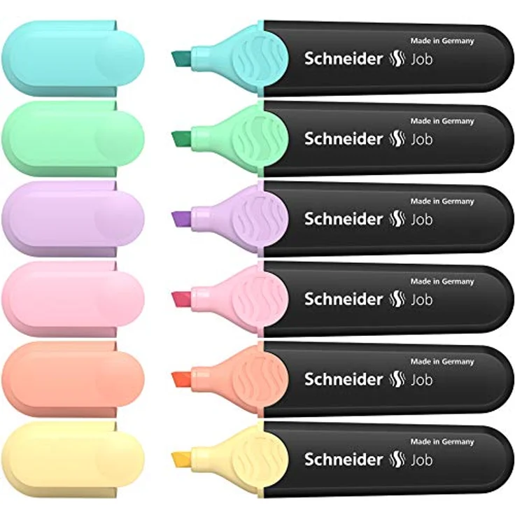 Schneider Job 150 Pastell Textmarker (türkis, mint, flieder, rosé, pfirsich, vanille) 6er Etui – Bild 1