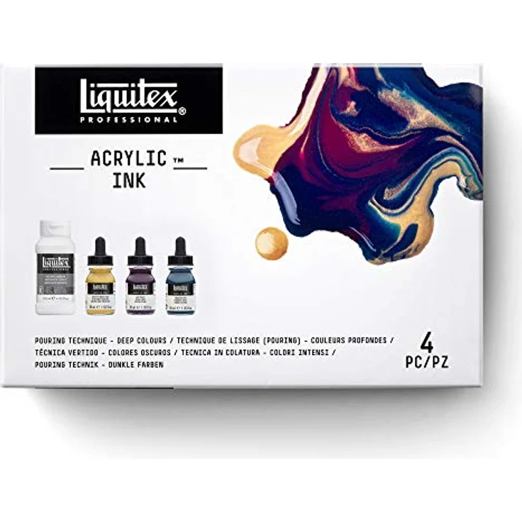 Liquitex Ink Professional Acryltusche Set, hochpigmentierte, lichtechte 3er Reihe in dunklen Farben, je 30 ml, ideal für Kalligraphie und Airbrush – Bild 2