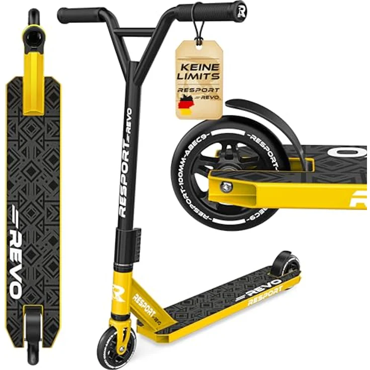RE:SPORT REVO Stunt Scooter, Profi Stuntroller mit 100mm PU Rädern, ABEC 9 Kugellager, inkl. Ständer, für Kinder & Erwachsene – Bild 1