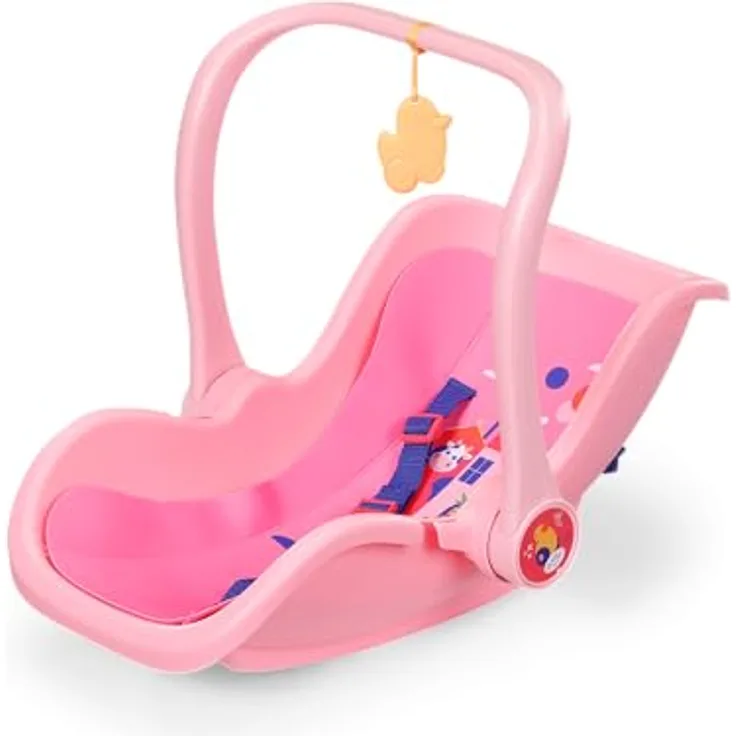 BABY Born Babyschale Pink, Puppen-Babyschale mit Tragegriff, Sicherheitsgurt und Anhänger, für Puppen 36 cm und 43 cm geeignet