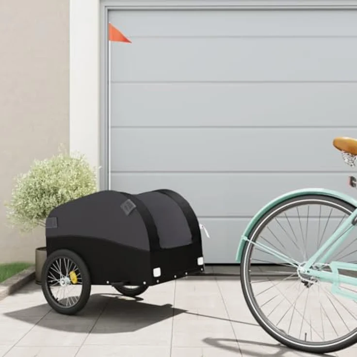 vidaXL Fahrradlastenanhänger Schwarz 30 kg Eisen, Robustes Material und Cleveres Design – Bild 3