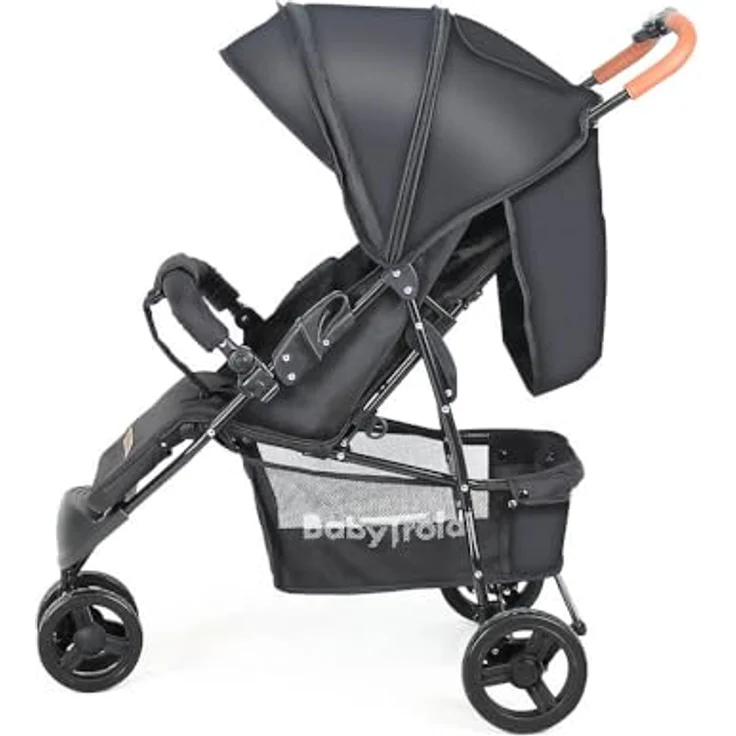 Babytrold Easy Go Buggy, verstellbar, bis 22 kg, Schwarz, mit Netz & Korb, verstellbarer Fußstütze, leicht und kompakt faltbar – Bild 8