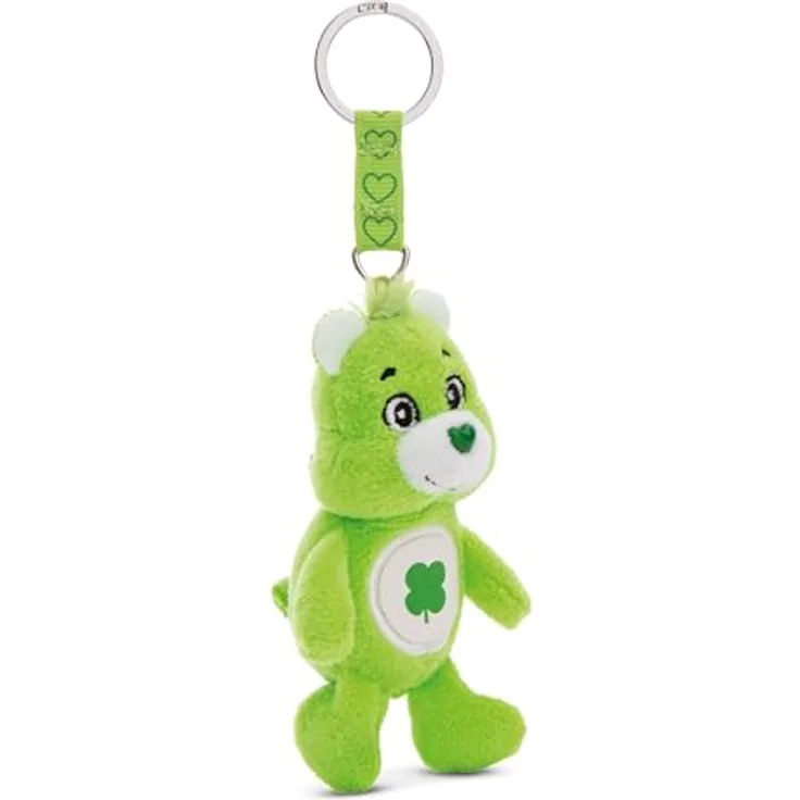 NICI Glücksbärchis Schlüsselanhänger Glücksbärchi, 10 cm, plüschig, kleegrün, mit Schlüsselring für Kinder und Erwachsene - 61373