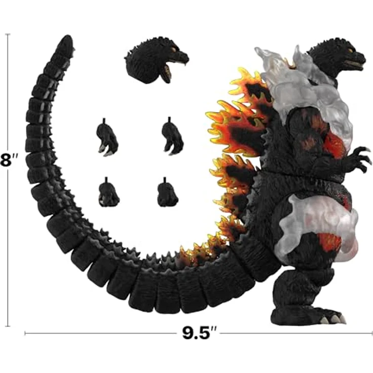 Super7 Toho ULTIMATES! Wave 2 - HeiSei Burning Godzilla Actionfigur mit austauschbaren Köpfen und Dampfeffekten, 20,3 cm, durchscheinend orangefarben – Bild 3
