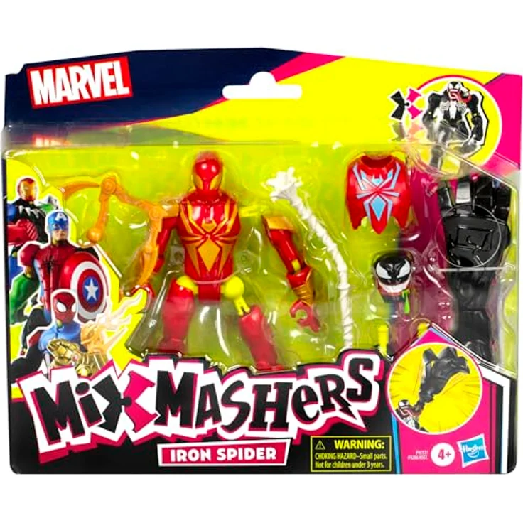 Marvel Spider-MAN MixMashers Iron individualisierbare Deluxe Action-Figur mit Venom-Teilen und Accessoires, Rot – Bild 2