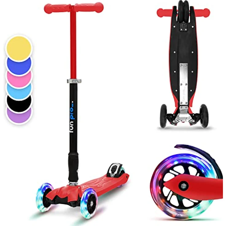 fun pro Two Roller Kinder 6 Jahre, Premium Kinderroller mit LED Rädern, Faltbar, erweiterte Garantie, bis 80KG, Hamburg Händler, 5-9 Jahre – Bild 1