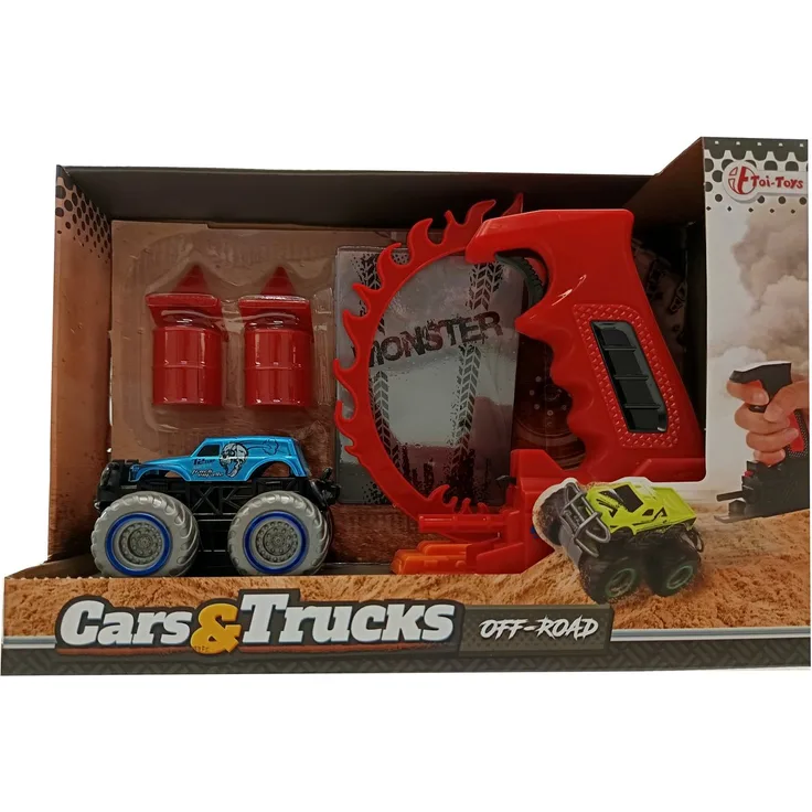 Toi-Toys CARS_TRUCKS Raupe Monster Truck Set mit Shooter und Rampe, robustes Spielzeugauto für spannende Stunts, geeignet ab 3 Jahren