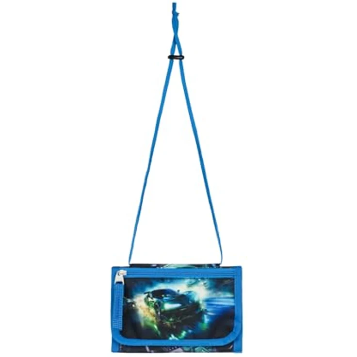 Baagl Brustbeutel Kinder Rennauto, Mini Portemonnaie aus strapazierfähigem Polyester mit Kordel und Münzfach, 14,5 x 8,5 cm – Bild 2
