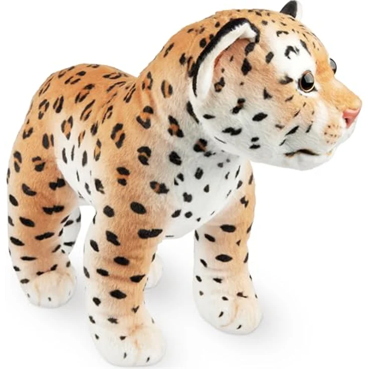 BRUBAKER Leopard Kuscheltier - 30 cm Stofftier - Baby Plüschtier Raubkatze Stehend - Kinder Plüsch Spielzeug - Braun – Bild 4