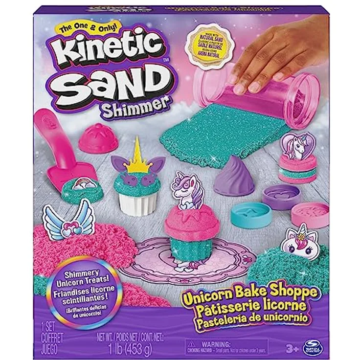 Kinetic Sand Einhorn Back Set - mit 454 g original kinetischem Sand aus Schweden und viel Zubehör für sauberes, kreatives Indoor-Sandspiel und Rollenspiel, für Kinder ab 3 Jahren