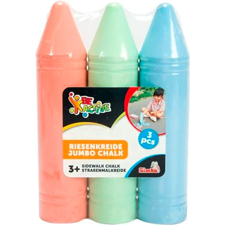 SIMBA Be Active 3 Jumbo Straßenmalkreide, Outdoor Kreide in Blau, Rot und Grün, für Kinder ab 3 Jahren – Bild 1