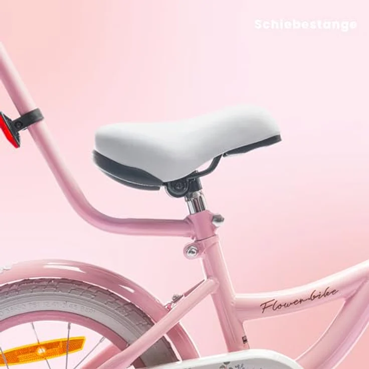 sun baby Mädchenfahrrad 14 Zoll Radgröße Flower Bike mit Abnehmbarer Schubstange, Rosa, Kinderfahrrad für Mädchen von 2 bis 6 Jahre – Bild 3