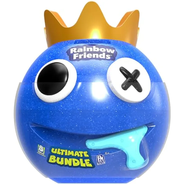 Rainbow Friends - Blue Ultimate Head Bundle, 8 Sammelfiguren und Spardose, Exklusive Serie 1
