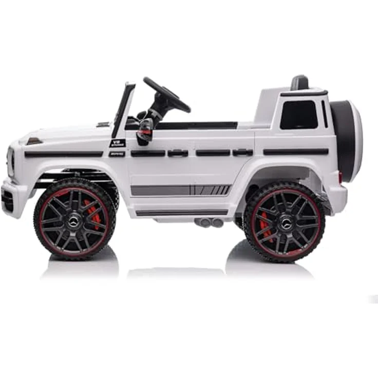 RIRICAR Elektroauto Kinder 12V Avec Neu 2,4 GHz Fernbedienung, Weiß, Originallizenz, Batteriebetrieben, Türen öffnen, Einzelsitz, 2X Motor, 12 V Batterie, Hinterradfederung, Sanfter Start – Bild 5