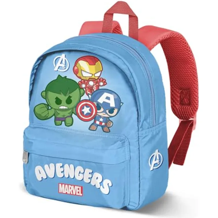 Marvel The Avengers Team-Joy Kindergartenrucksack, Blauer Vorschulrucksack mit Reißverschluss und gepolstertem Rücken, 22 x 27 cm, 5 L