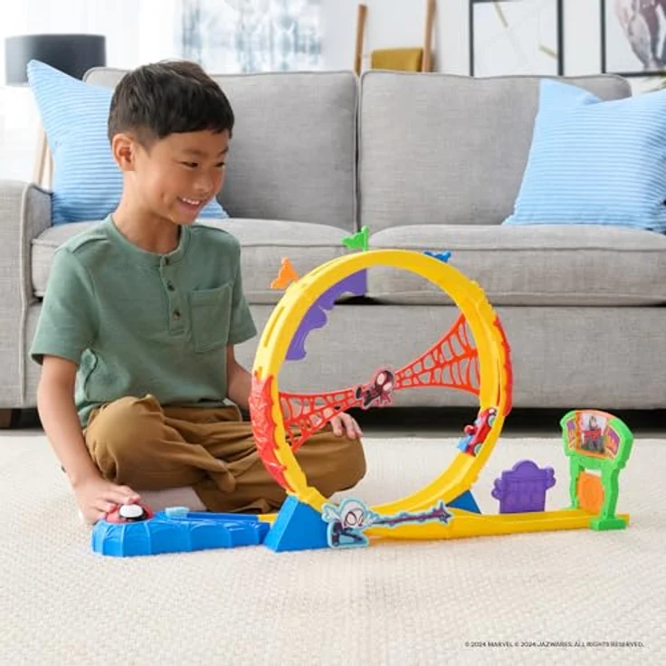Spiderman Spidey 61 cm Looping Rennbahn, inklusive exklusivem Diecast-Fahrzeug für Kinder ab 3 Jahren – Bild 4