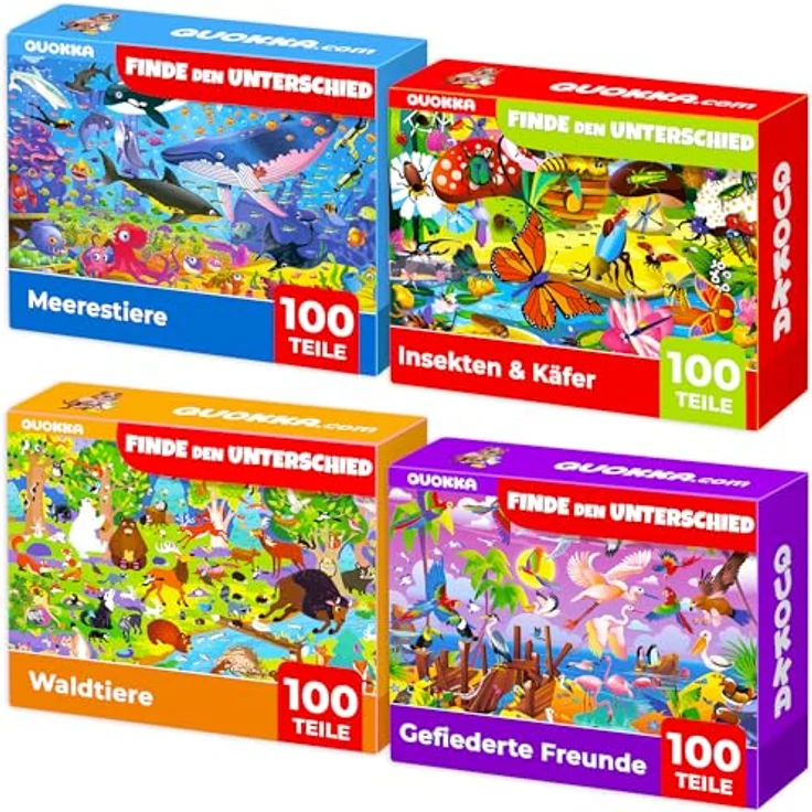 Boden Puzzle ab 4 5 6 Jahre – 3 große 100 Teile Spiele für Kleinkinder von Quokka – Spielzeug zum Lernen von Insekten Meeres- und Waldtieren – Geschenk für Jungen und Mädchen 7 8 – Bild 2