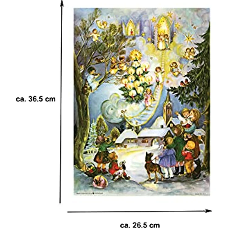 Richard Sellmer Verlag Nostalgischer Adventskalender "Seht die Himmelsleiter", 24 Bilder mit Glimmer, ca. 26,5 x 35,5 cm, Made in Germany – Bild 3