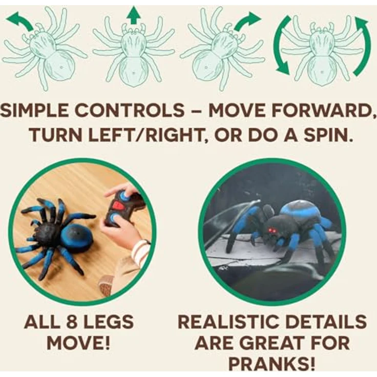 Terra Ferngesteuerte Spinne Blau – RC Vogelspinne mit leuchtenden LED Augen und Fernbedienung – Tarantula Spielzeug ab 6 Jahre – Bild 5