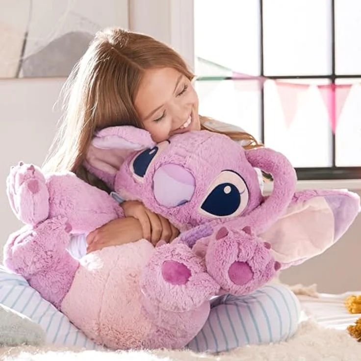 Disney Store Official Lilo & Stitch Angel Kuscheltier, 55 cm Plüsch-Charakter, pinkes Alien mit gestickten Details und weicher Oberfläche – Bild 2