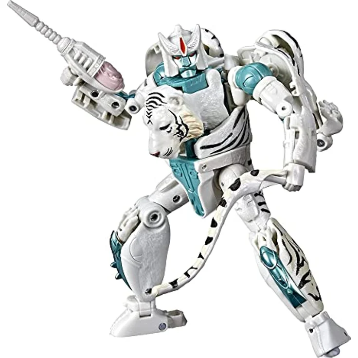 Transformers Generations War for Cybertron: Kingdom Voyager WFC-K35 Tigatron Figur – 17,5 cm, weißer Sibirischer Tiger, 23-fach verwandelbar, inkl. Laserkanone und goldene Schicksalskarte – Bild 1