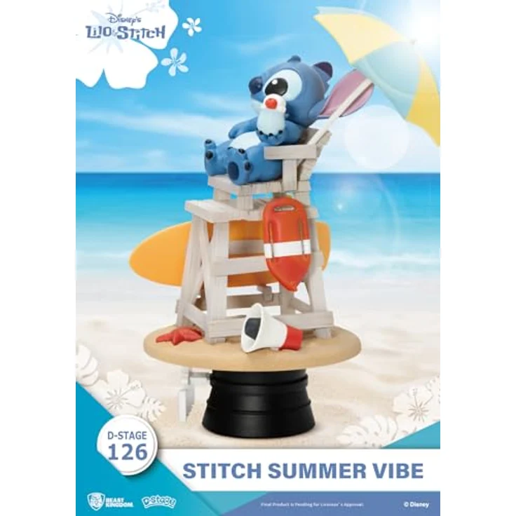 Beast Kingdom Disney D-Stage PVC Diorama Stitch Summer Vibe, 16 cm, detailreiches Sammlerstück mit Sockel – Bild 3