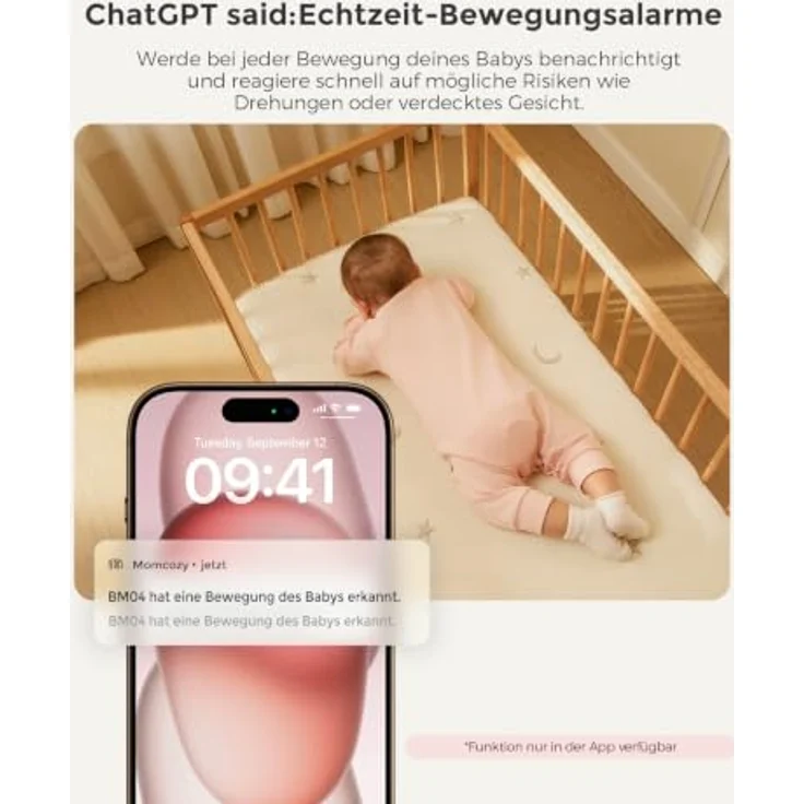 Momcozy BM04 Babyphone mit Kamera, 5 Zoll WLAN Baby Monitor mit Gefahrenzonen-Alarm und intelligenter Bewegungserkennung – Bild 4