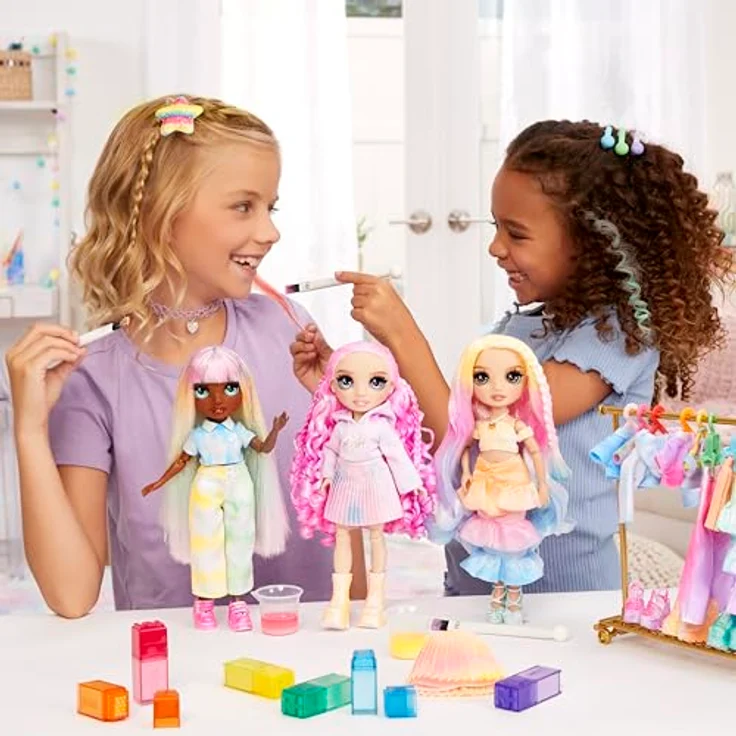 MGA ENTERTAINMENT Rainbow High Watercolor & Create, Anziehpuppe mit grünen Augen, DIY-Modepuppe mit auswaschbaren Aquarellfarben – Bild 7