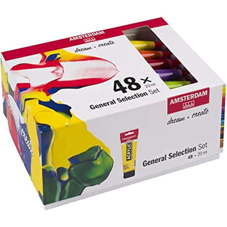 Amsterdam Standard Series Acrylfarben Set für Einsteiger, 48 x 20 ml Tuben, Basis Farbauswahl mit seidenmattem Finish – Bild 3