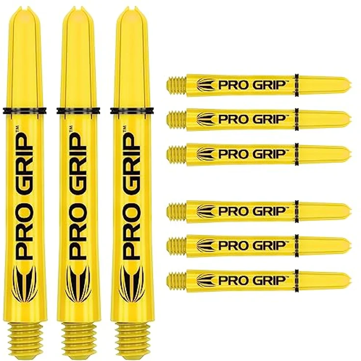 Target Darts Pro Grip Dartschäfte Kurt, 3 Sätze in Gelb, 9 Schäfte insgesamt mit maximaler Dartkontrolle und verbesserter Flugstabilität – Bild 1