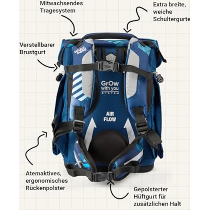 SCHOOL-MOOD Champion Maxx Pro Schulranzen-Set 6-teilig, höhenverstellbar, 22 L, ca. 1,1 kg – Motiv Jonas (Fußball), für Grundschule 1.–4. Klasse, Modell 2026 – Bild 5