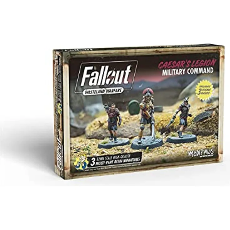 Modiphius Entertainment Fallout Wasteland Warfare, Caesar's Legion: Military Command, 3 unbemalte Premium Resin Miniaturen im 32mm Maßstab