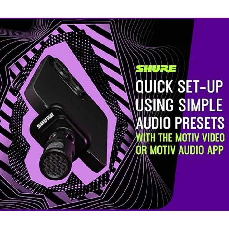 Shure MV88 USB-C Stereo-Mikrofon für Mobile Aufnahmen und Vlogging, Auto-Level-Modus, Echtzeit-Denoiser, vier Richtcharakteristiken, schwarz – Bild 3
