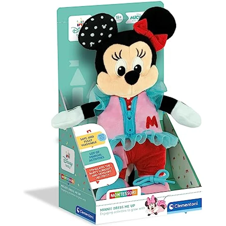 Clementoni Disney Baby Minnie Dress me up – Plüschtier mit Reißverschlüssen, Knöpfen und Raschelelementen - Geschenk für Kinder ab 18 Monate, 17860 – Bild 2