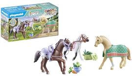 PLAYMOBIL Horses of Waterfall 71356 – 3 Pferde: Morgan, Quarter Horse & Shagya Araber, nachhaltiges Spielzeug für Kinder ab 5 Jahren