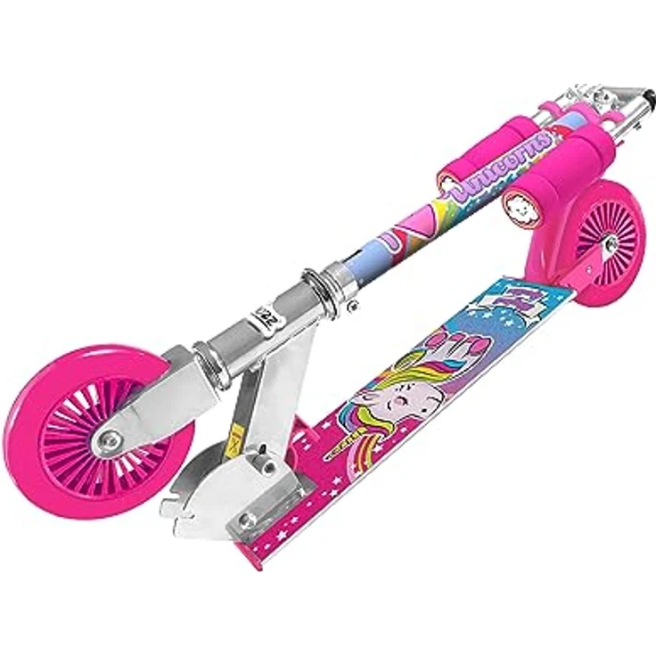 One for Fun Unicorn Magical Sparkles Scooter, faltbar und kompakt, in lebhaftem Blau – Bild 2