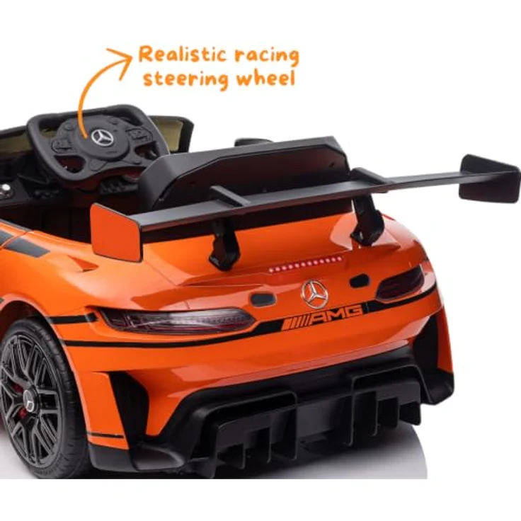 Mercedes Kinder Elektroauto AMG GT3, 12V mit MP3-Player, Sicherheitsgurt, 1-Sitzer, Orange, für 1 bis 6 Jahre – Bild 8