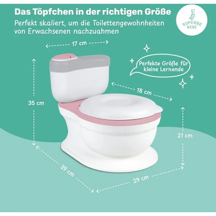 Kinder töpfchen - Lern Toilette mit Rückenlehne - Babytoilette - Baby- und Kindertoilette - Bequem, rutschfest, spritzwassergeschützt und geruchshemmend - Einfaches Entleeren mit abnehmbarem Topf – Bild 9